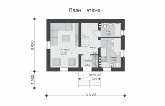 Проект индивидуального двухэтажного жилого дома